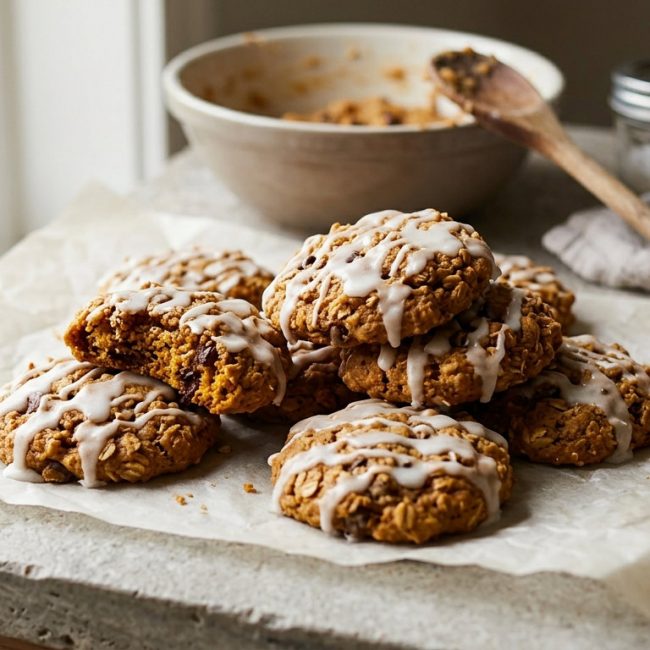 Pumpkin Oatmeal Iced Cookies